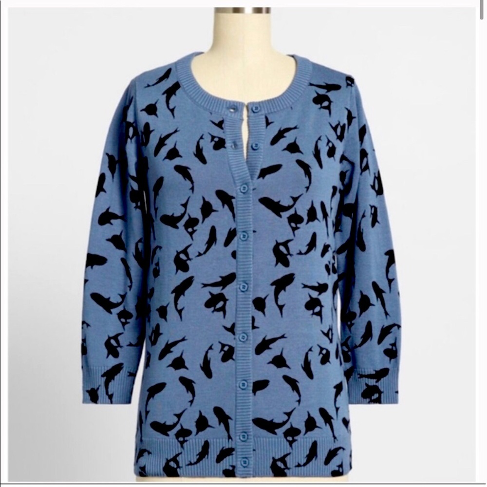 Modcloth Shark Sweater Cardigan - NWT Teal